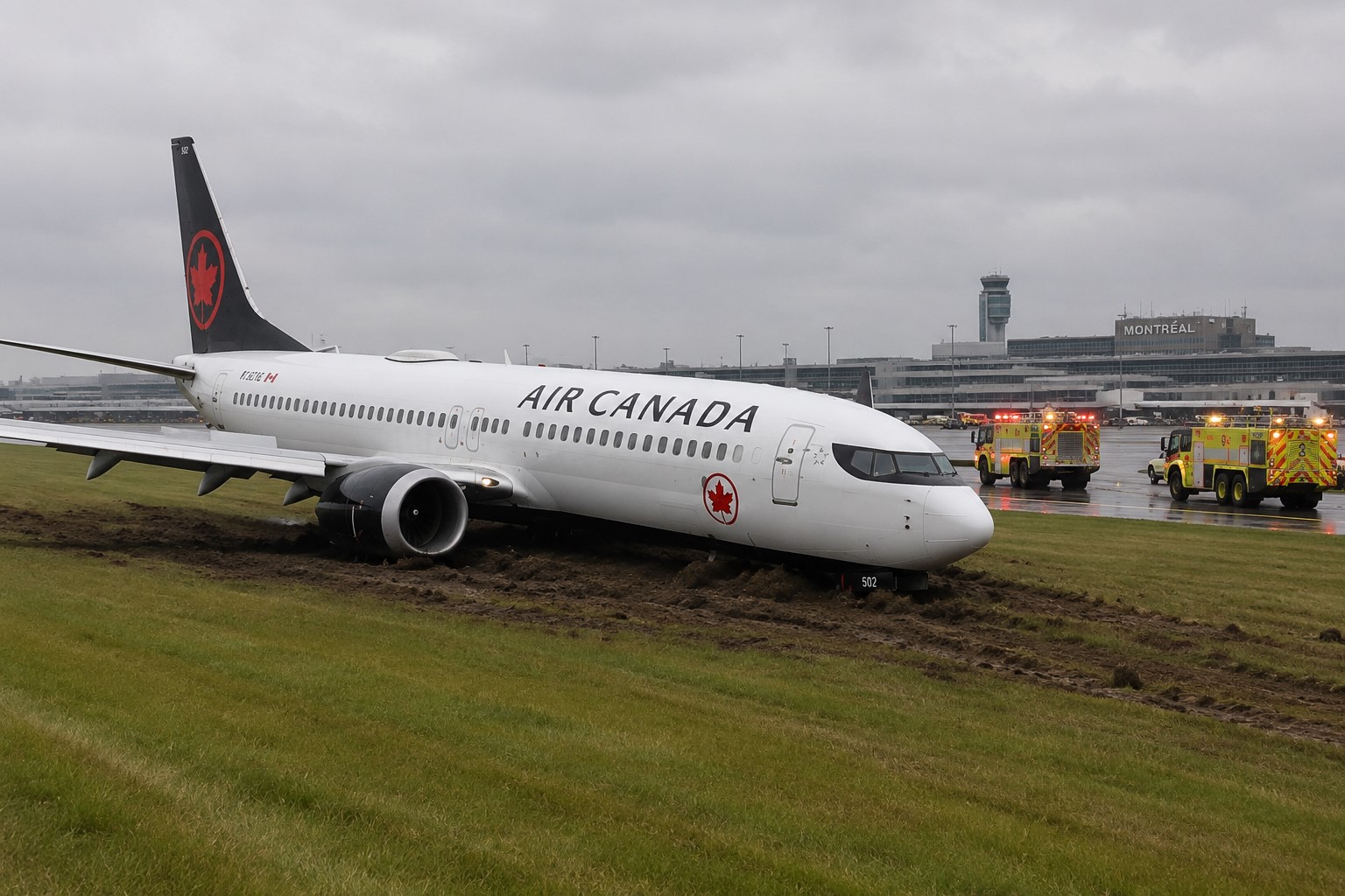 Air Canada Flight Skids Off Runway After Landing at Montreal Airport