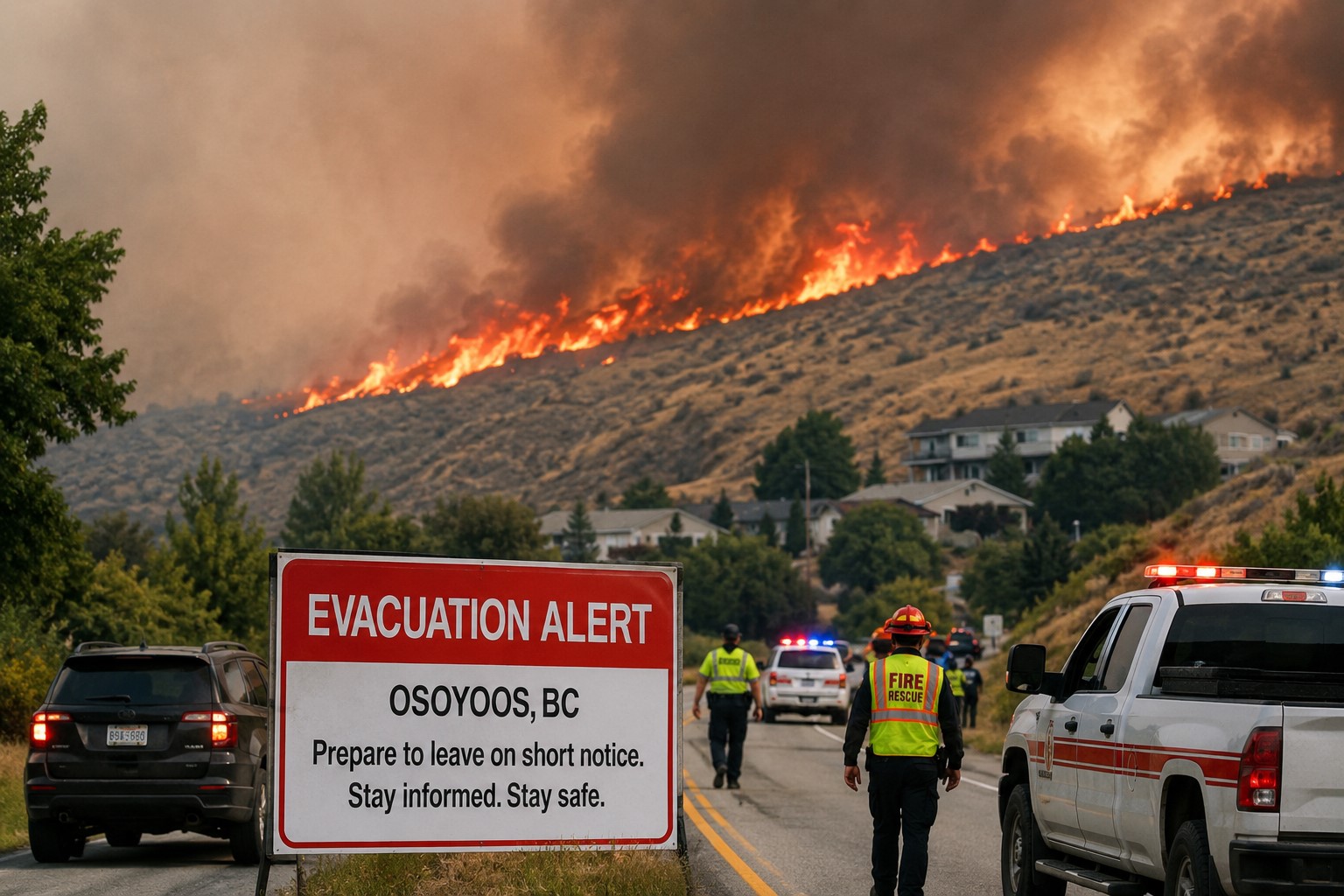 Evacuation Alert Issued as Wildfires Threaten Homes Near Osoyoos, B.C.