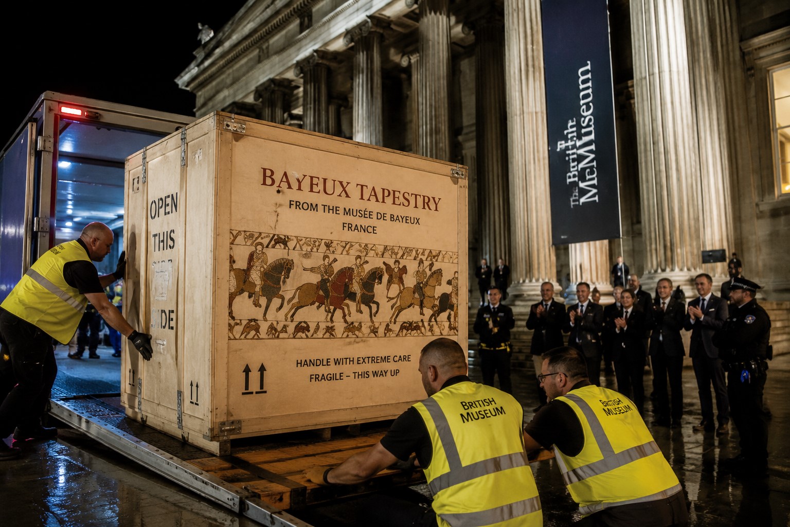 Bayeux Tapestry Receives Quiet Nighttime Welcome Ahead of Historic Display