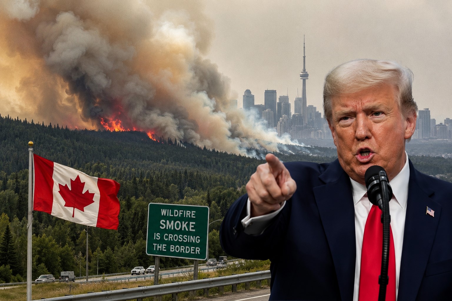 Trump Blames Canada Wildfire Smoke, Signals Possible Tariff Action